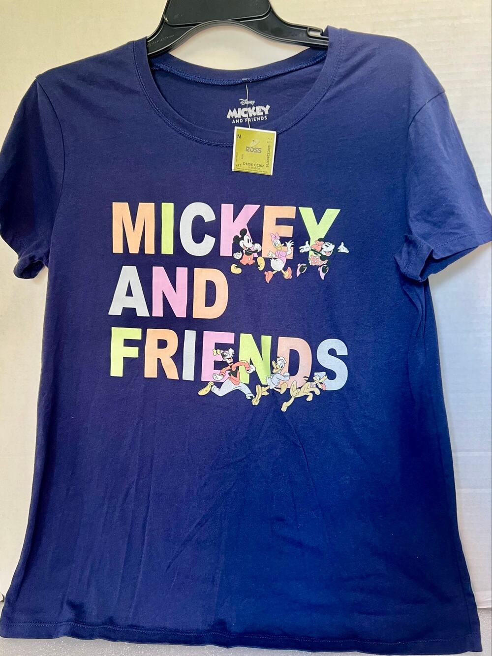 Women’s Sz Medium , Micky Mouse Theme. T-Shirt.  Navy Blue